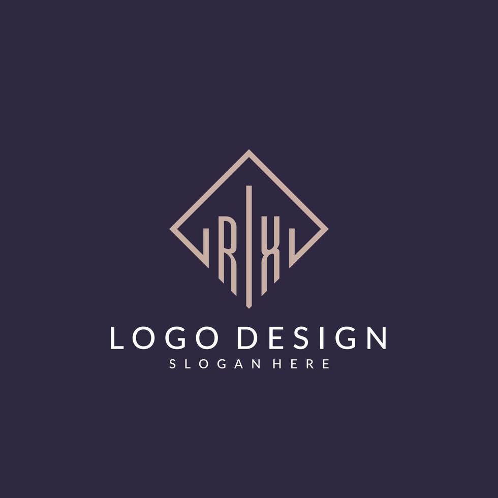 RX initial monogram logo with rectangle style design vector