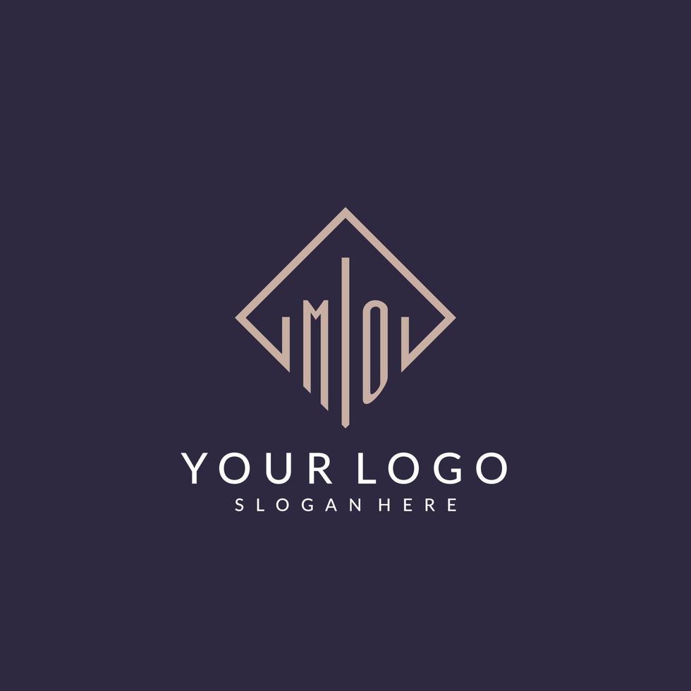 MO initial monogram logo with rectangle style design vector