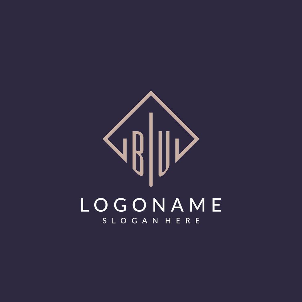 BU initial monogram logo with rectangle style design vector