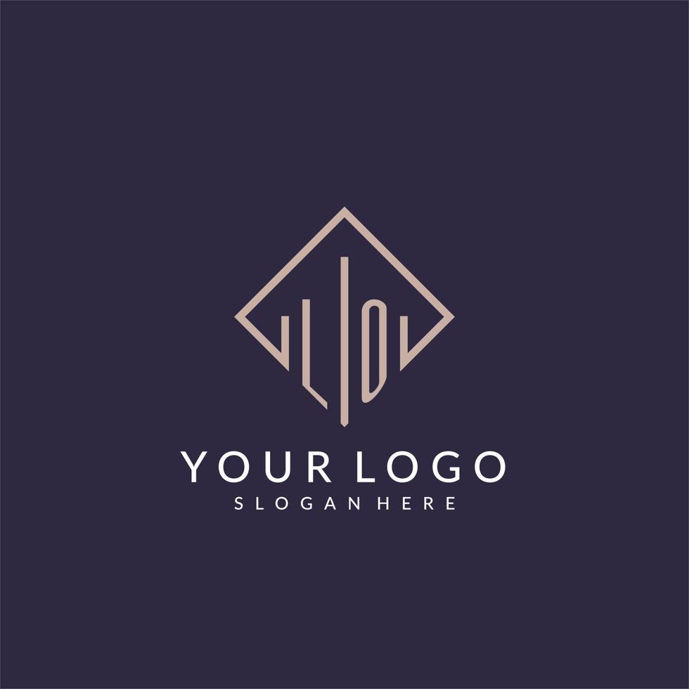 LO initial monogram logo with rectangle style design vector