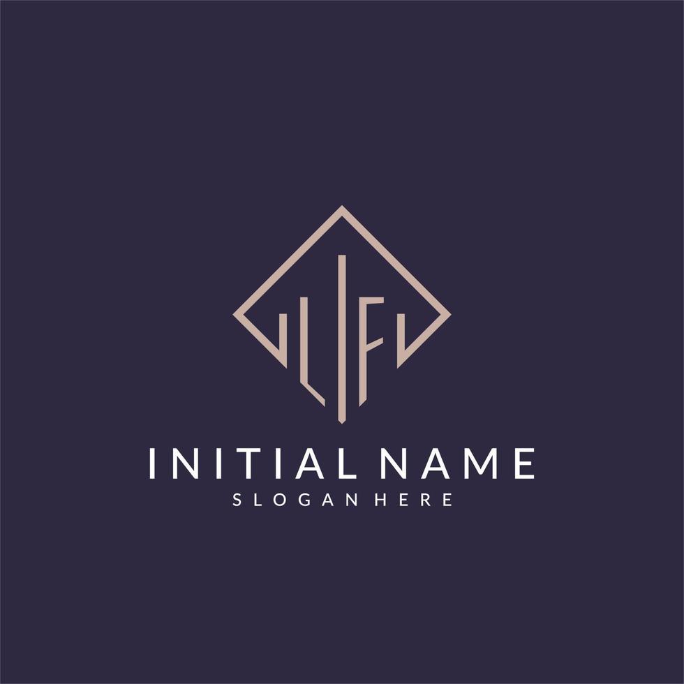 LF initial monogram logo with rectangle style design vector