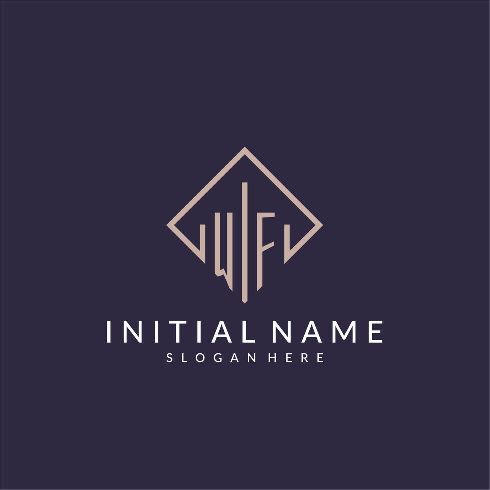 WF initial monogram logo with rectangle style design vector