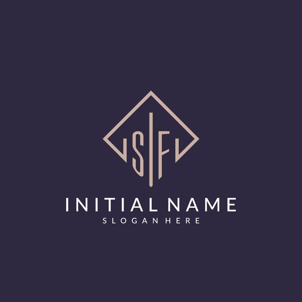 SF initial monogram logo with rectangle style design vector