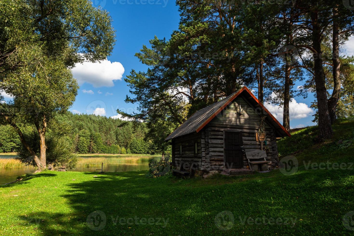 paisajes de verano junto al lago en lituania foto