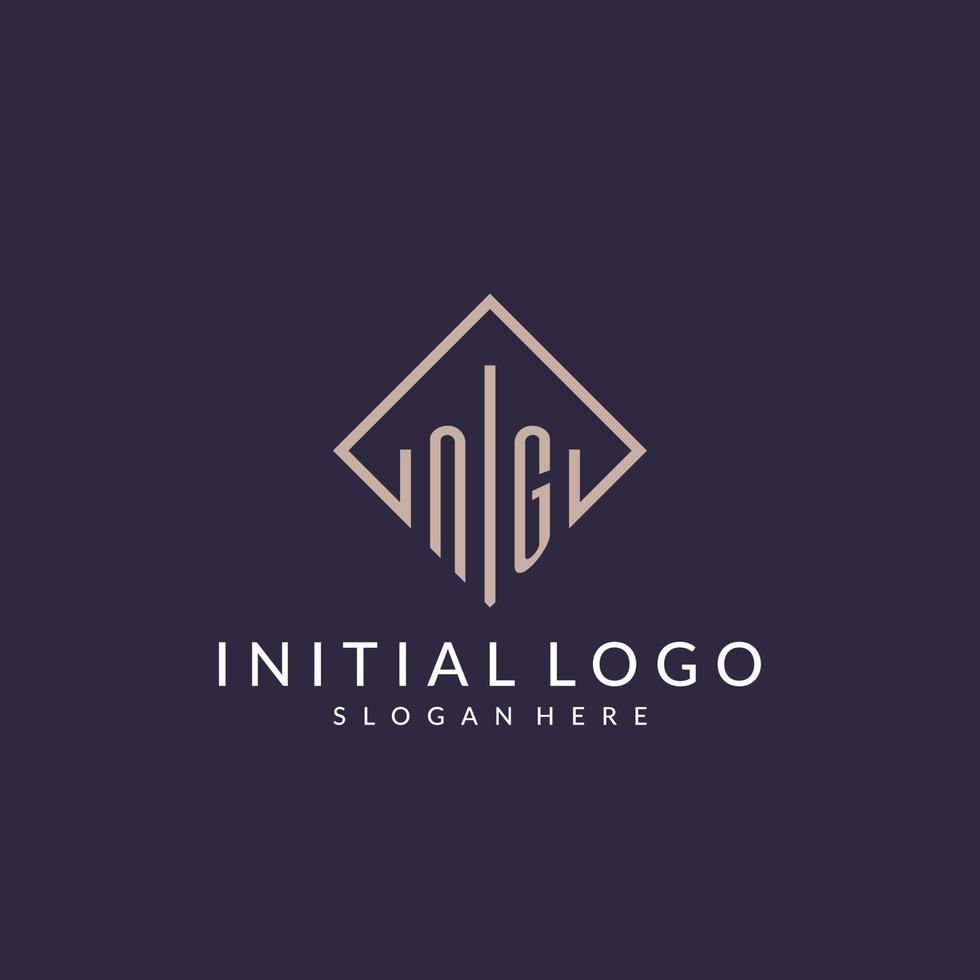 NG initial monogram logo with rectangle style design vector