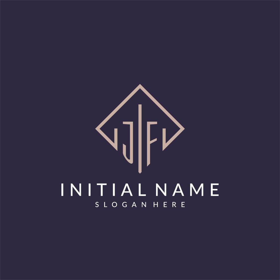 JF initial monogram logo with rectangle style design vector