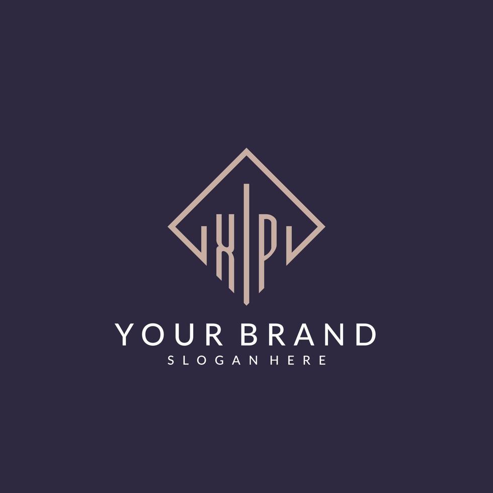 XP initial monogram logo with rectangle style design vector