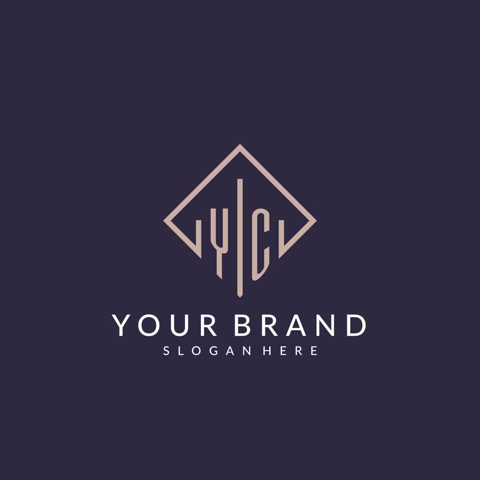 YC initial monogram logo with rectangle style design vector