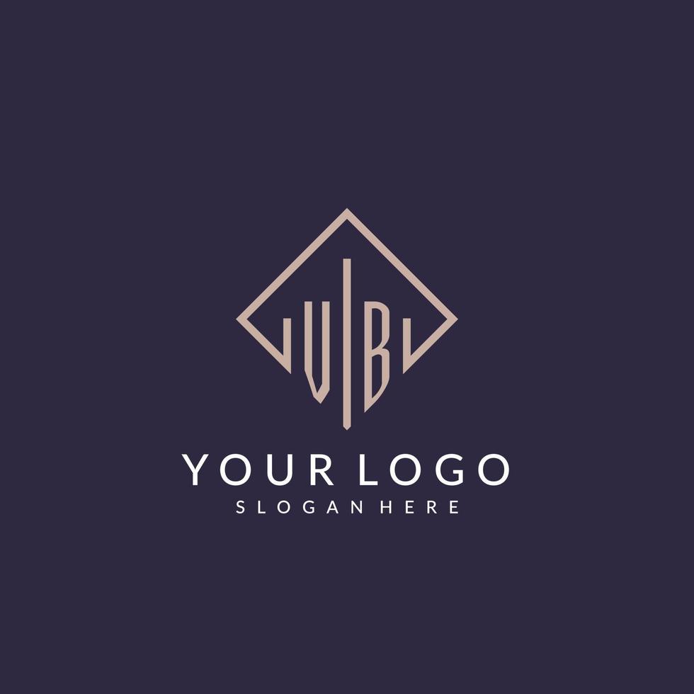 VB initial monogram logo with rectangle style design vector