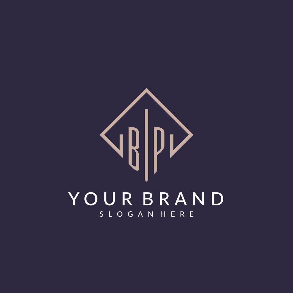 BP initial monogram logo with rectangle style design vector