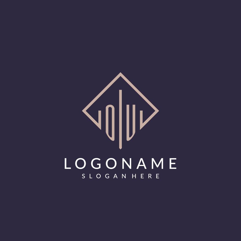 OU initial monogram logo with rectangle style design vector