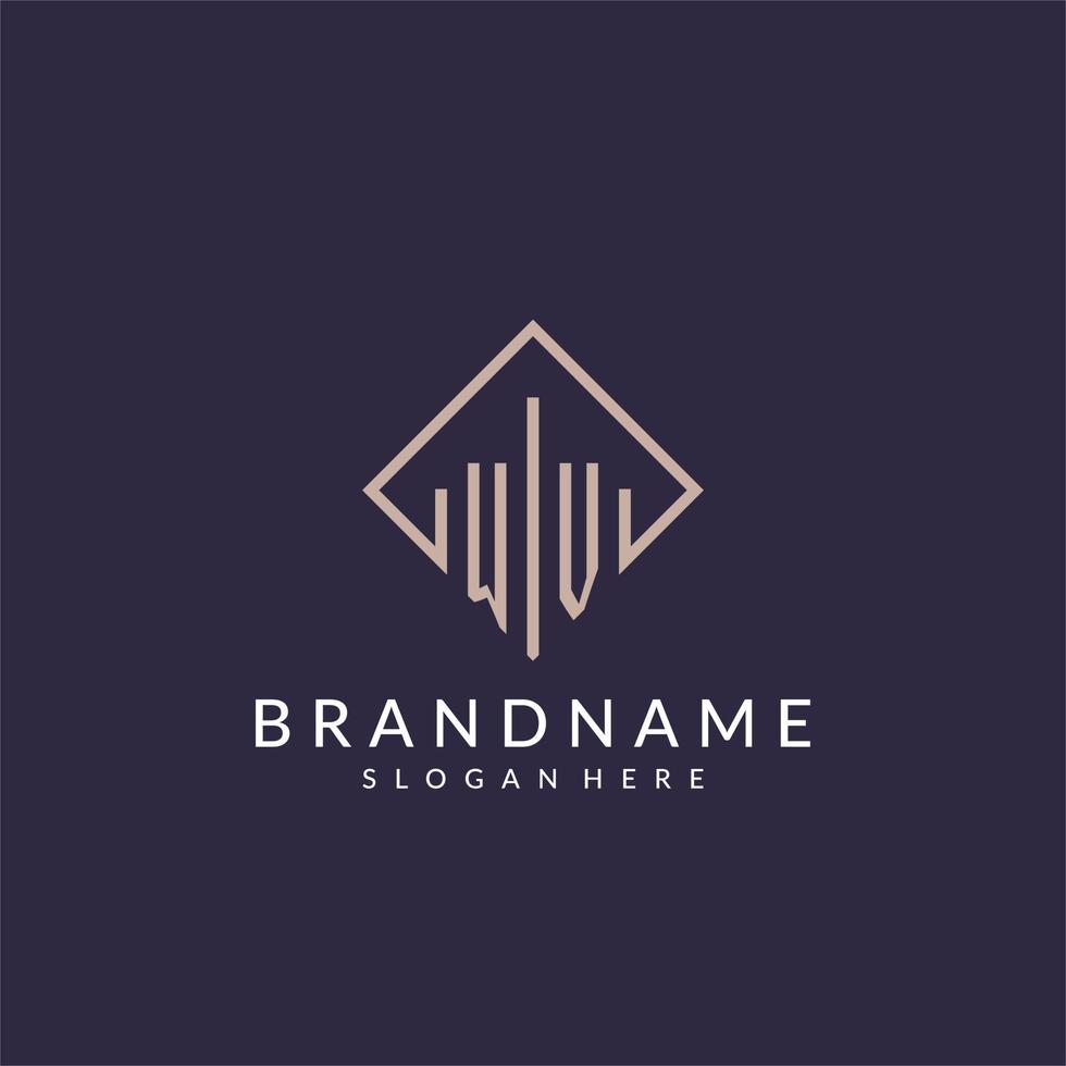 WV initial monogram logo with rectangle style design vector