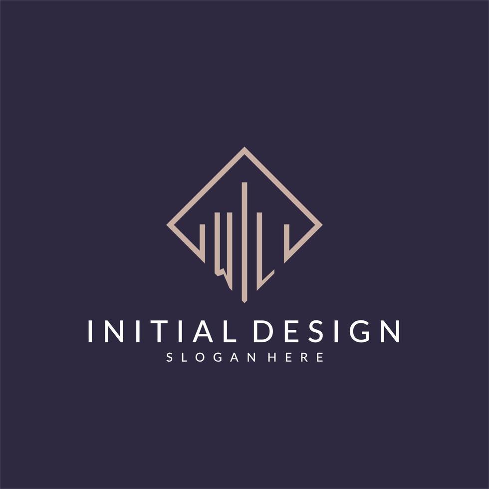 WL initial monogram logo with rectangle style design vector