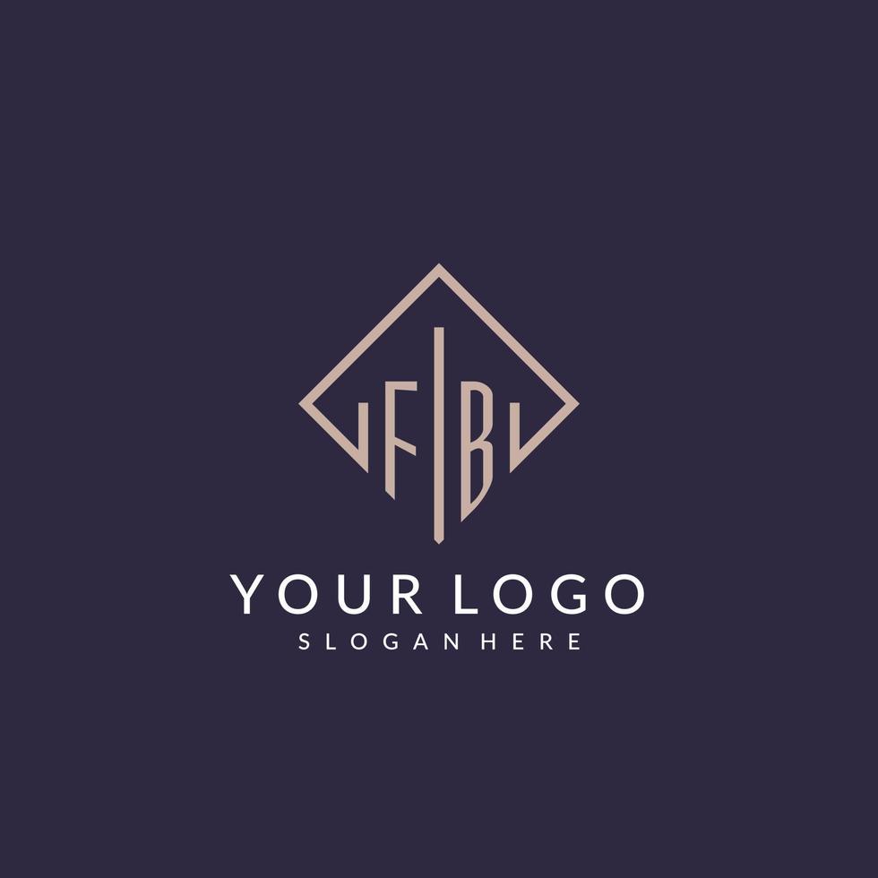 FB initial monogram logo with rectangle style design vector