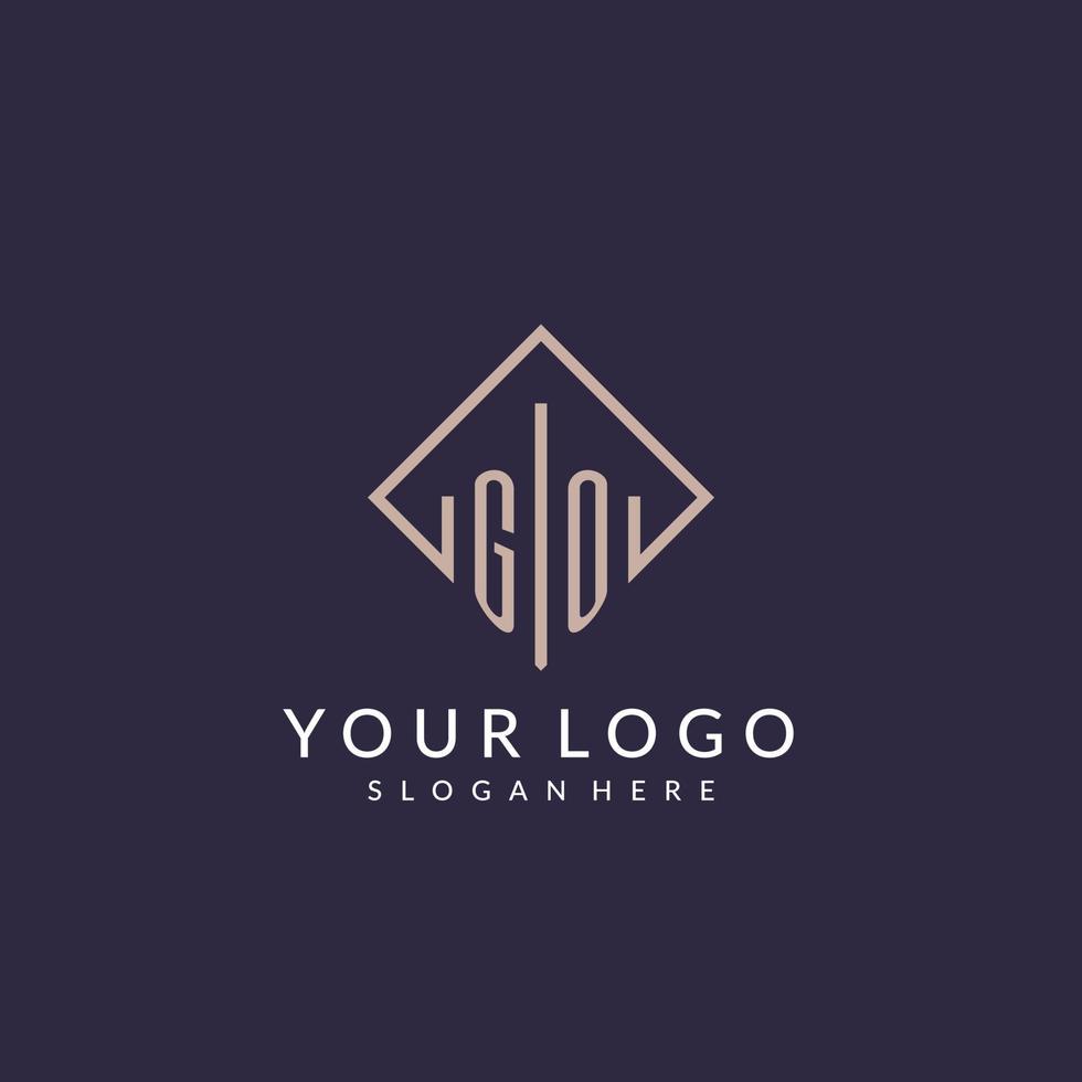 GO initial monogram logo with rectangle style design vector