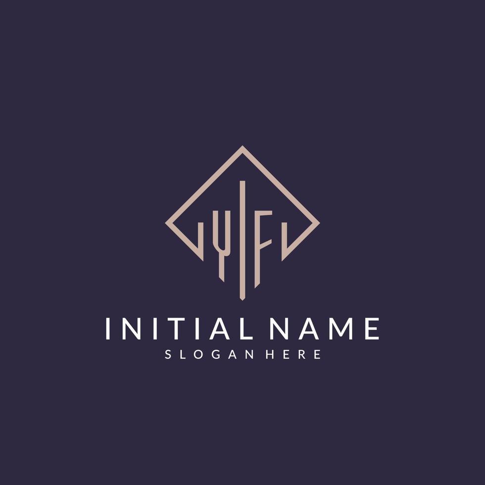 YF initial monogram logo with rectangle style design vector