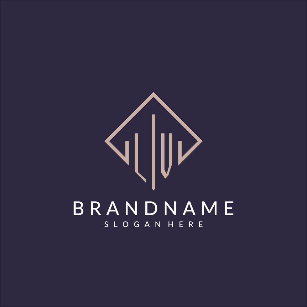 LV initial monogram logo with rectangle style design vector