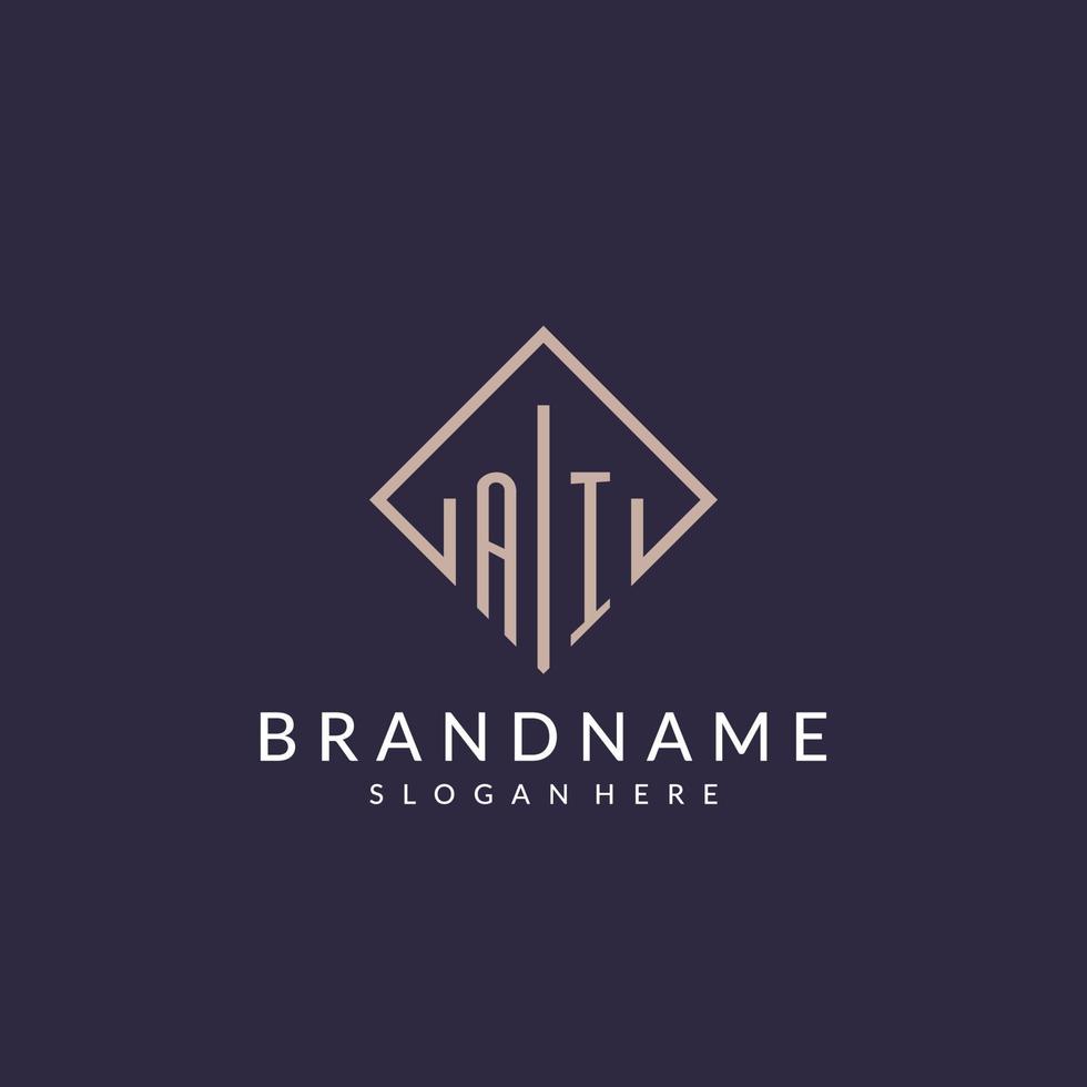 AI initial monogram logo with rectangle style design vector