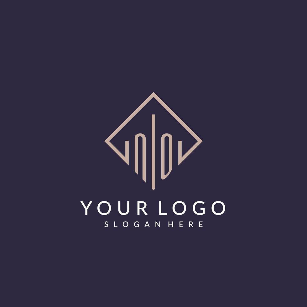 NO initial monogram logo with rectangle style design vector