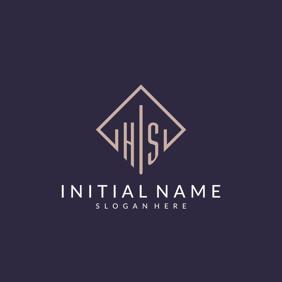 HS initial monogram logo with rectangle style design vector