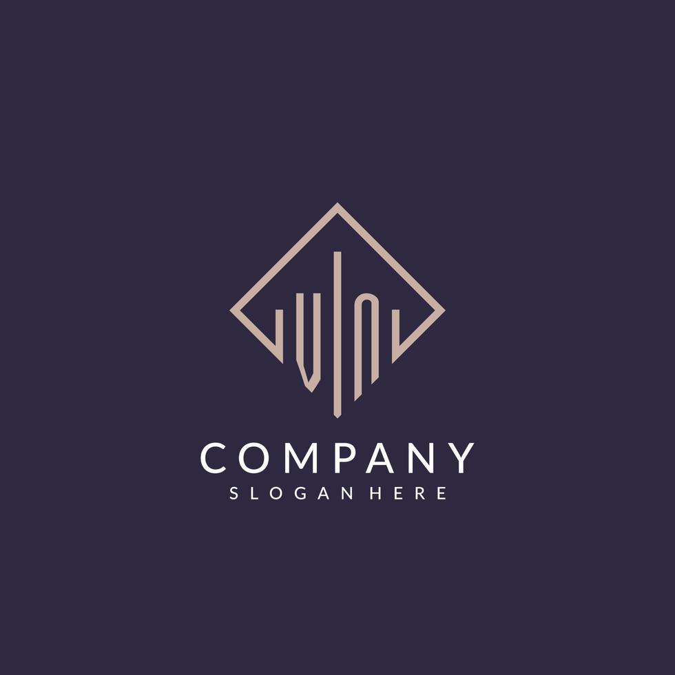 VN initial monogram logo with rectangle style design vector