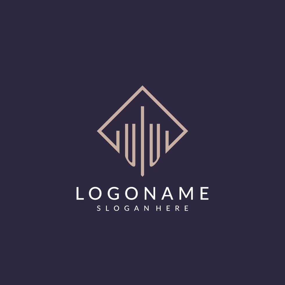 UU initial monogram logo with rectangle style design vector
