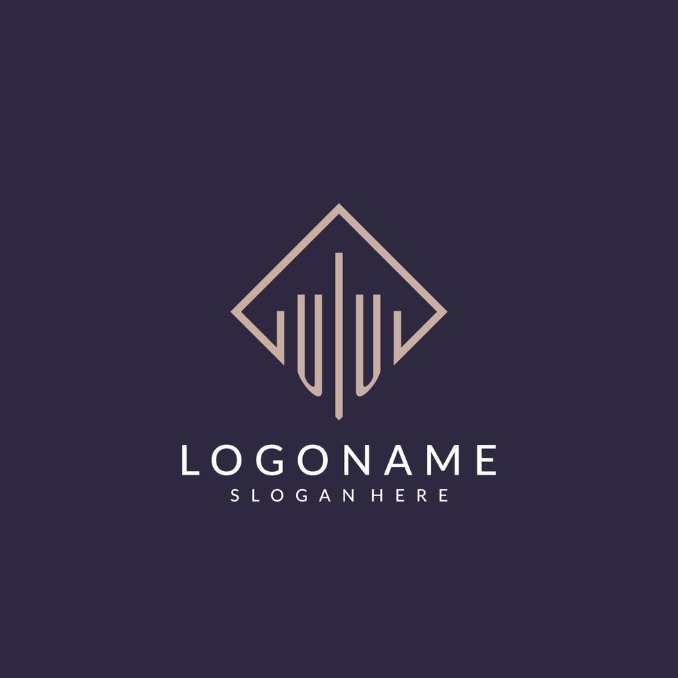 logotipo de monograma inicial uu con diseño de estilo rectangular vector