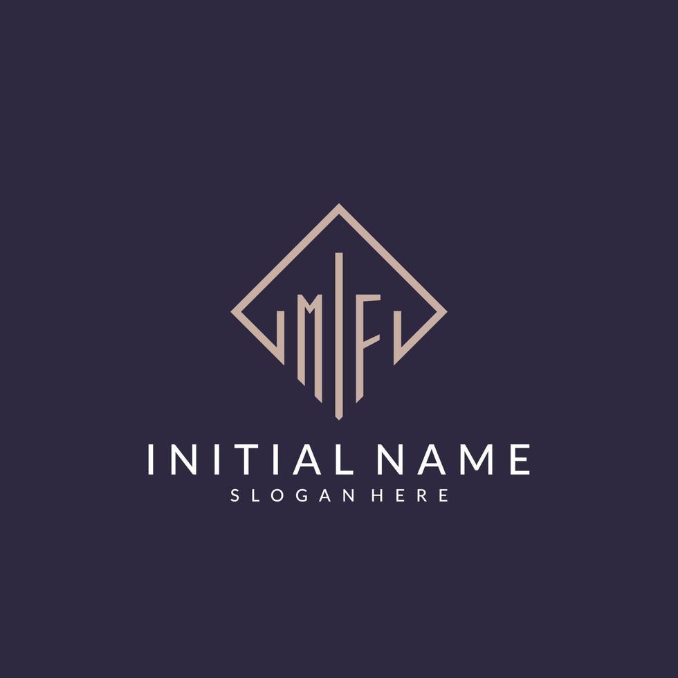 MF initial monogram logo with rectangle style design vector