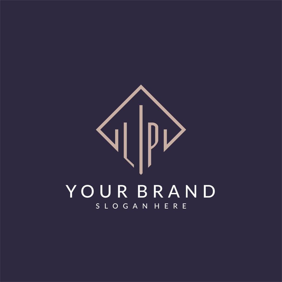LP initial monogram logo with rectangle style design vector