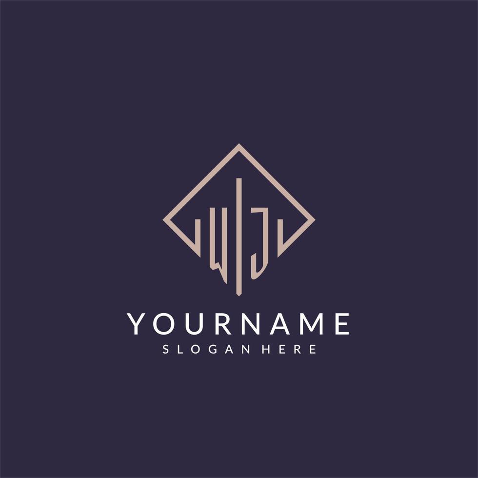 WJ initial monogram logo with rectangle style design vector