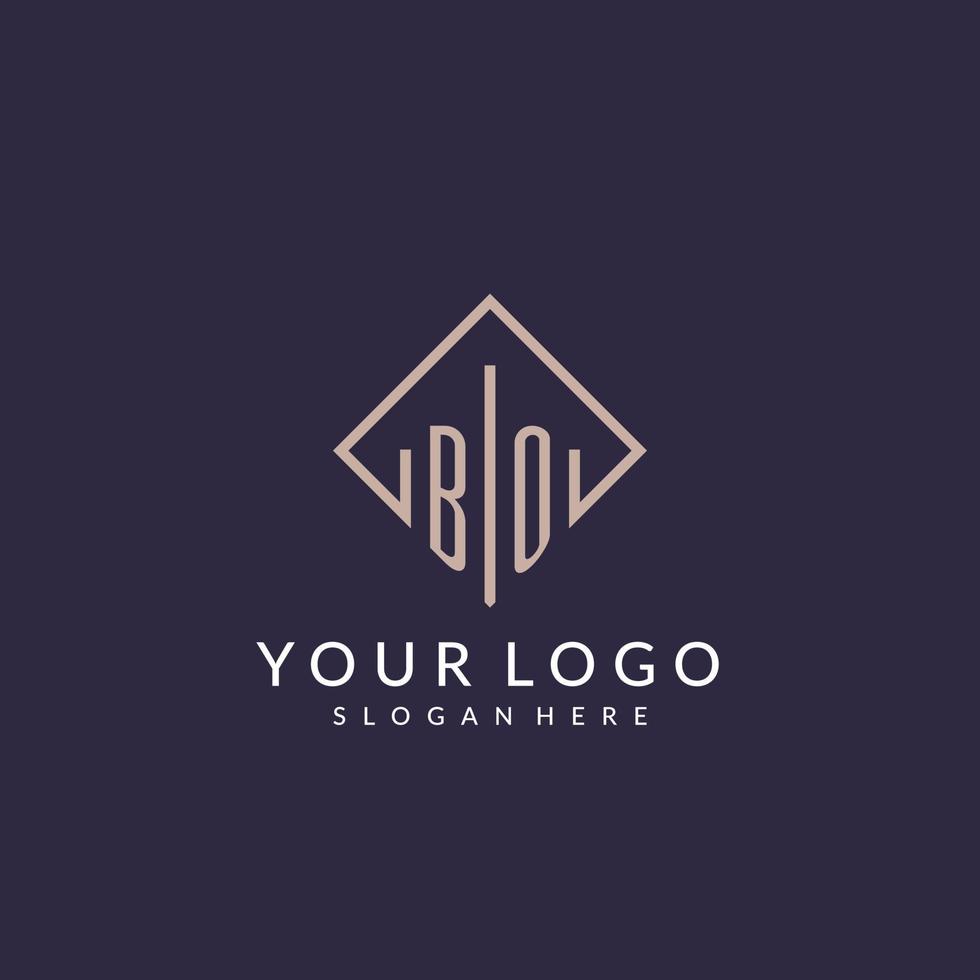 BO initial monogram logo with rectangle style design vector