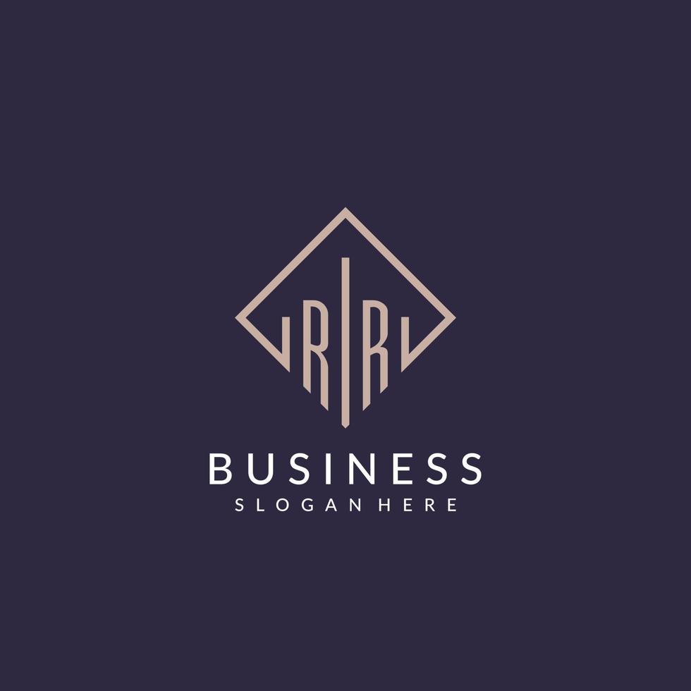 RR initial monogram logo with rectangle style design vector