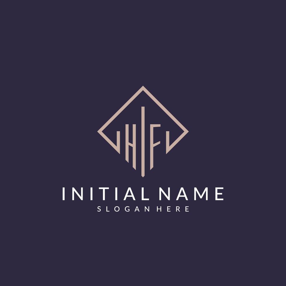 HF initial monogram logo with rectangle style design vector