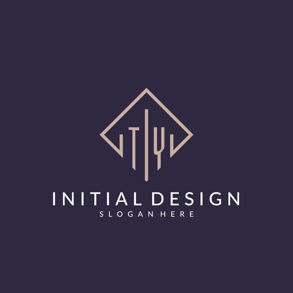 TY initial monogram logo with rectangle style design vector