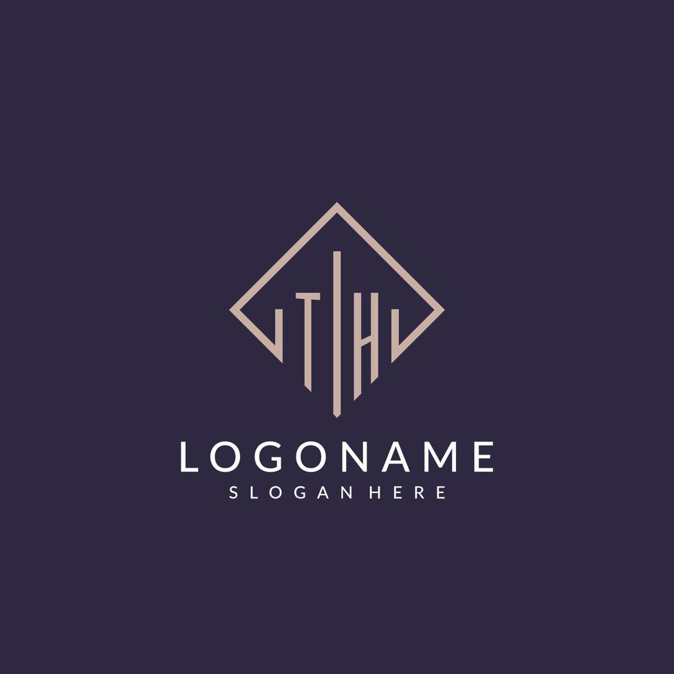 TH initial monogram logo with rectangle style design vector