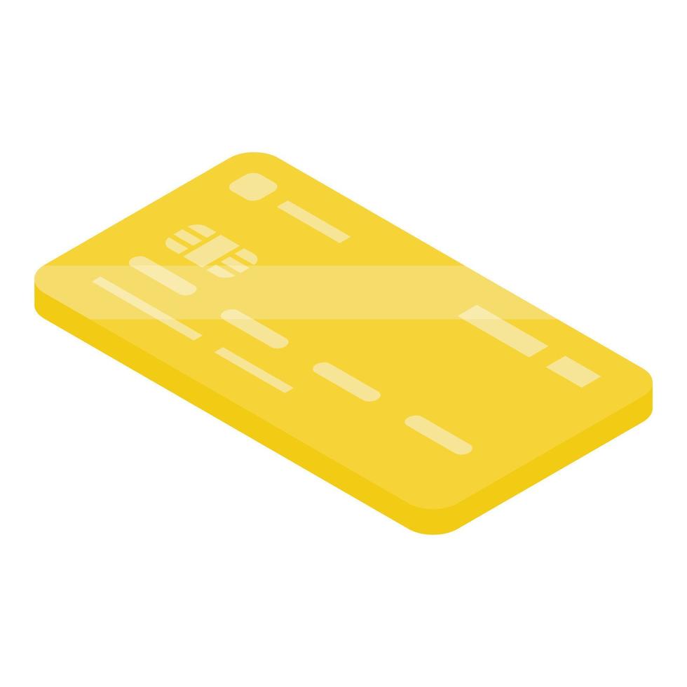 icono de tarjeta de crédito dorada, estilo isométrico vector