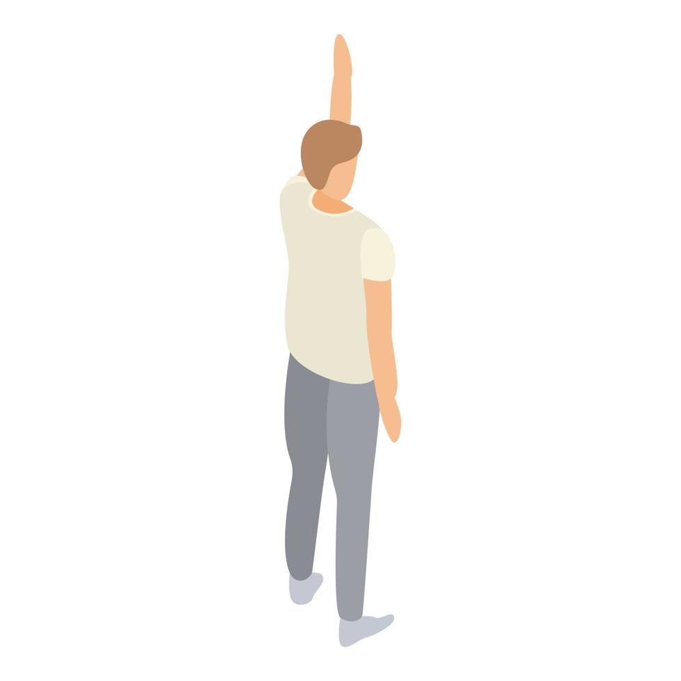 Student man hand up icon, isometric style vector