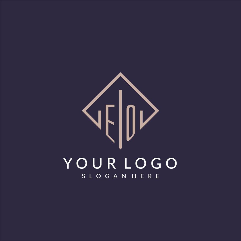 EO initial monogram logo with rectangle style design vector