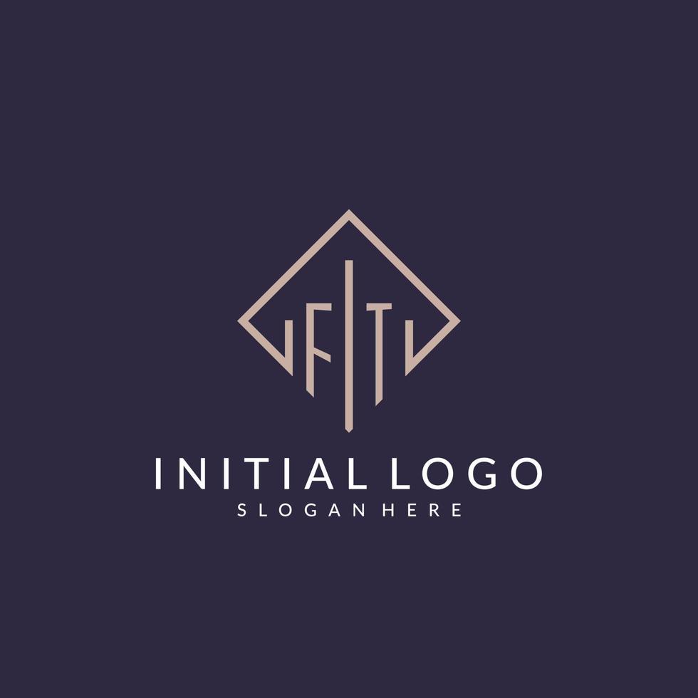 FT initial monogram logo with rectangle style design vector