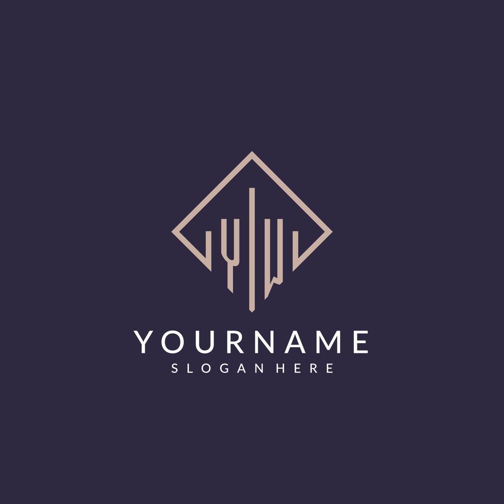 YW initial monogram logo with rectangle style design vector