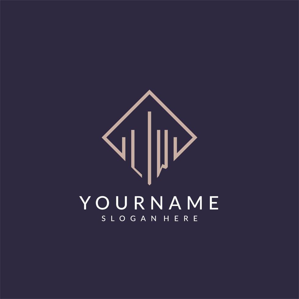 LW initial monogram logo with rectangle style design vector
