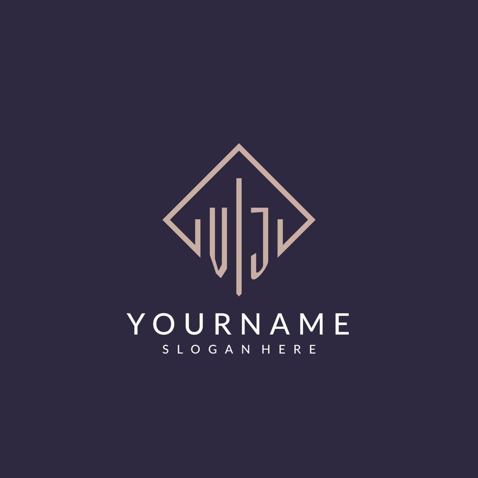 VJ initial monogram logo with rectangle style design vector