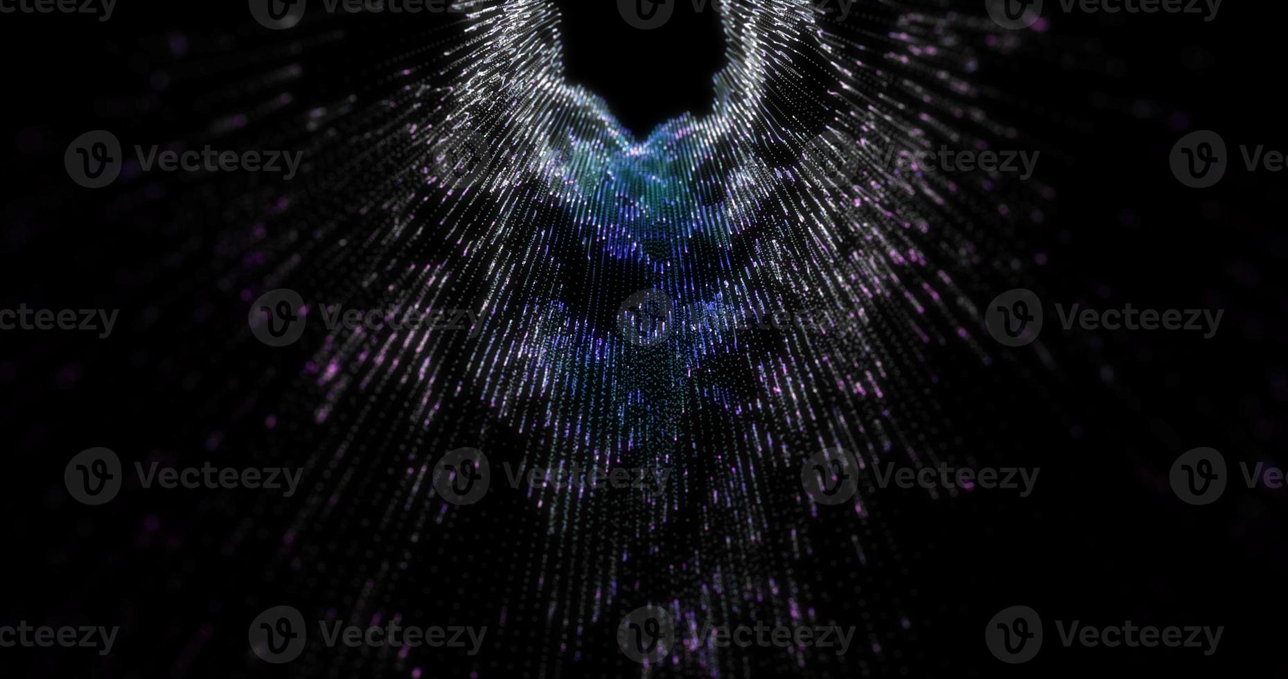 púrpura brillante oscuro túnel brillante pulsación energética de partículas y líneas resumen de fondo foto