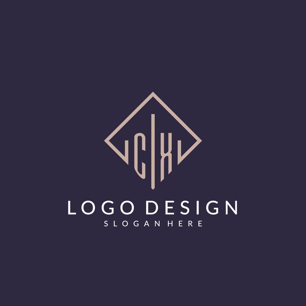 CX initial monogram logo with rectangle style design vector