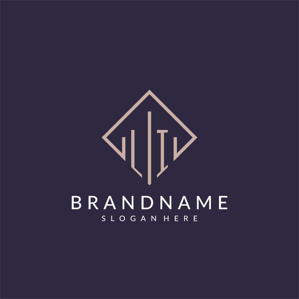 LI initial monogram logo with rectangle style design vector