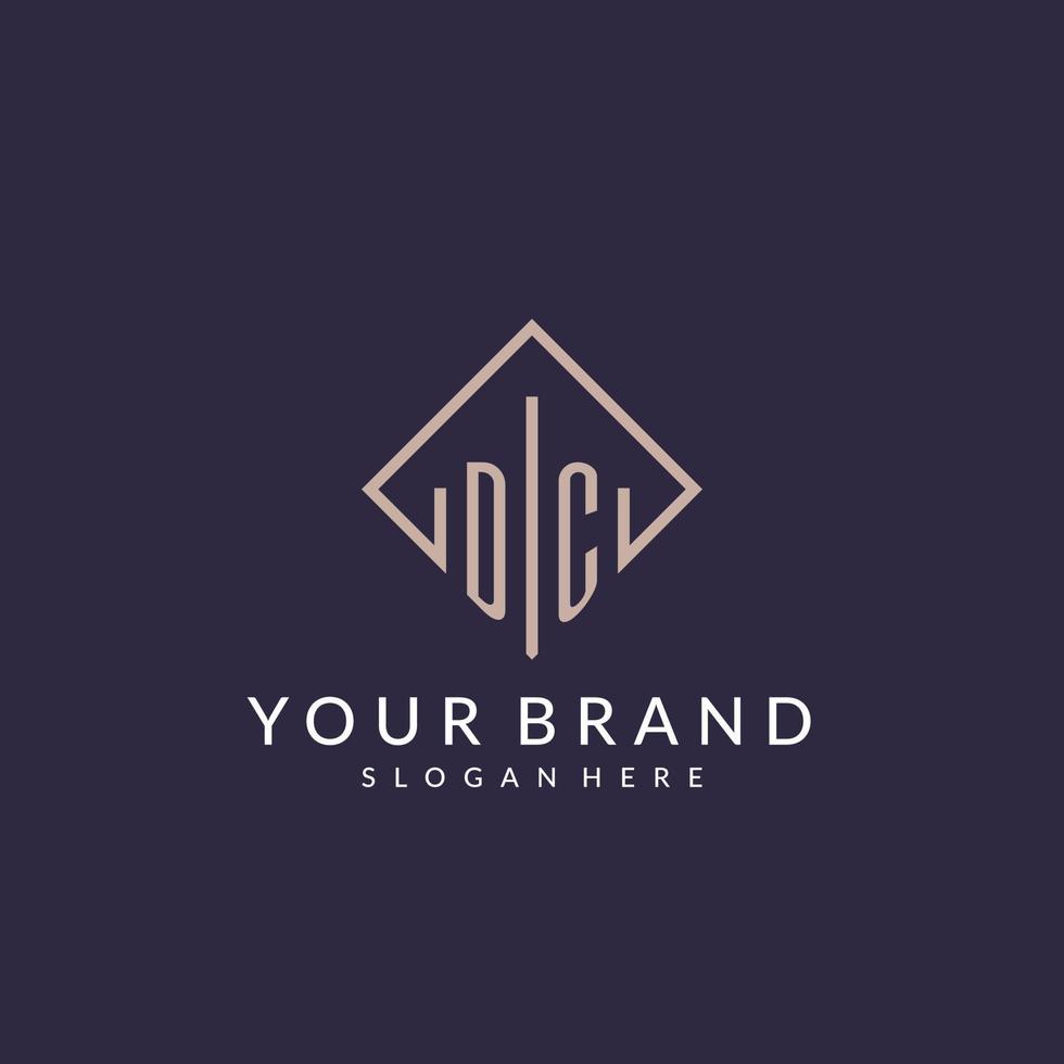 DC initial monogram logo with rectangle style design vector