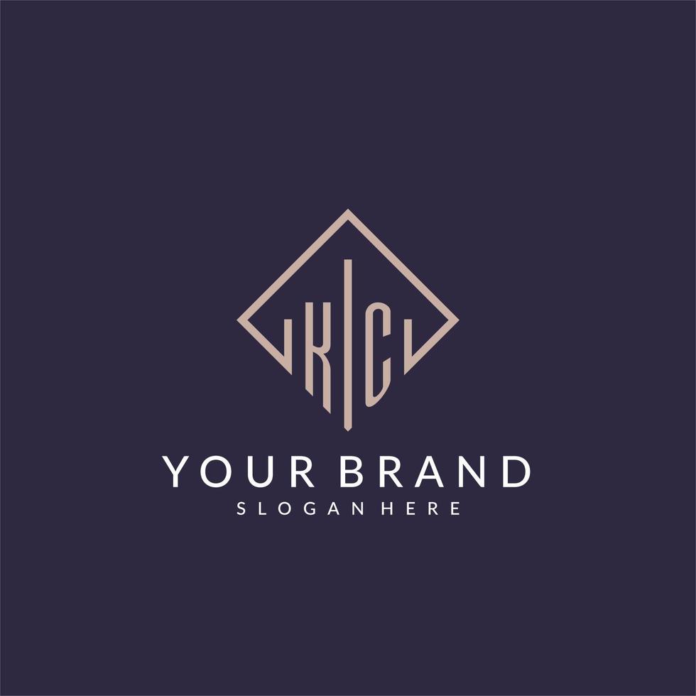 KC initial monogram logo with rectangle style design vector