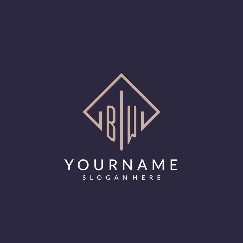 BW initial monogram logo with rectangle style design vector