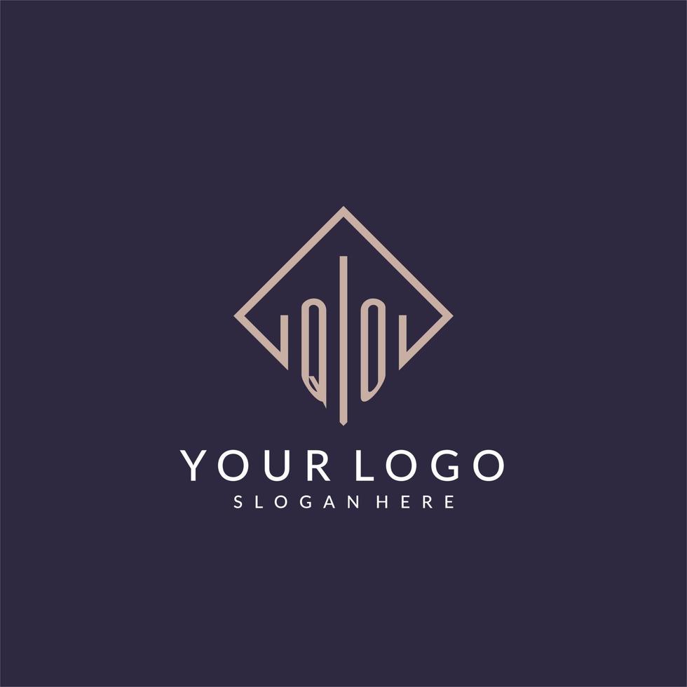 QO initial monogram logo with rectangle style design vector