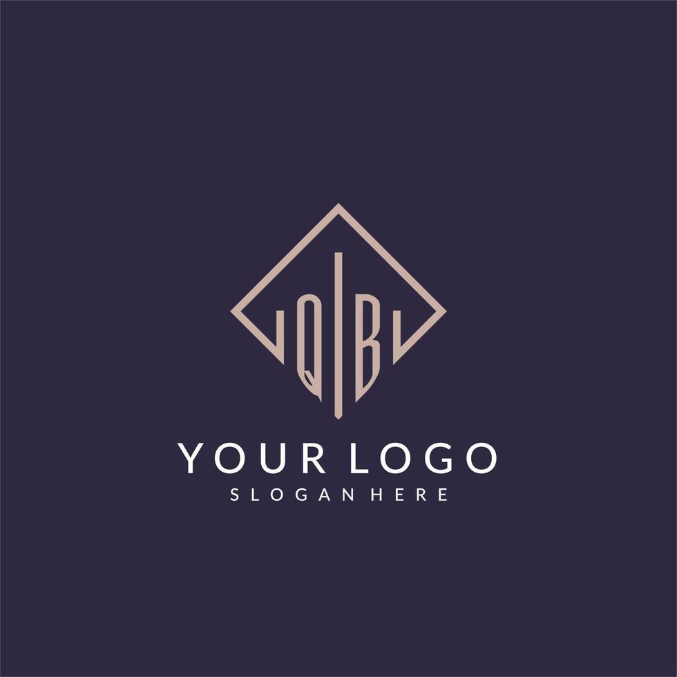 QB initial monogram logo with rectangle style design vector